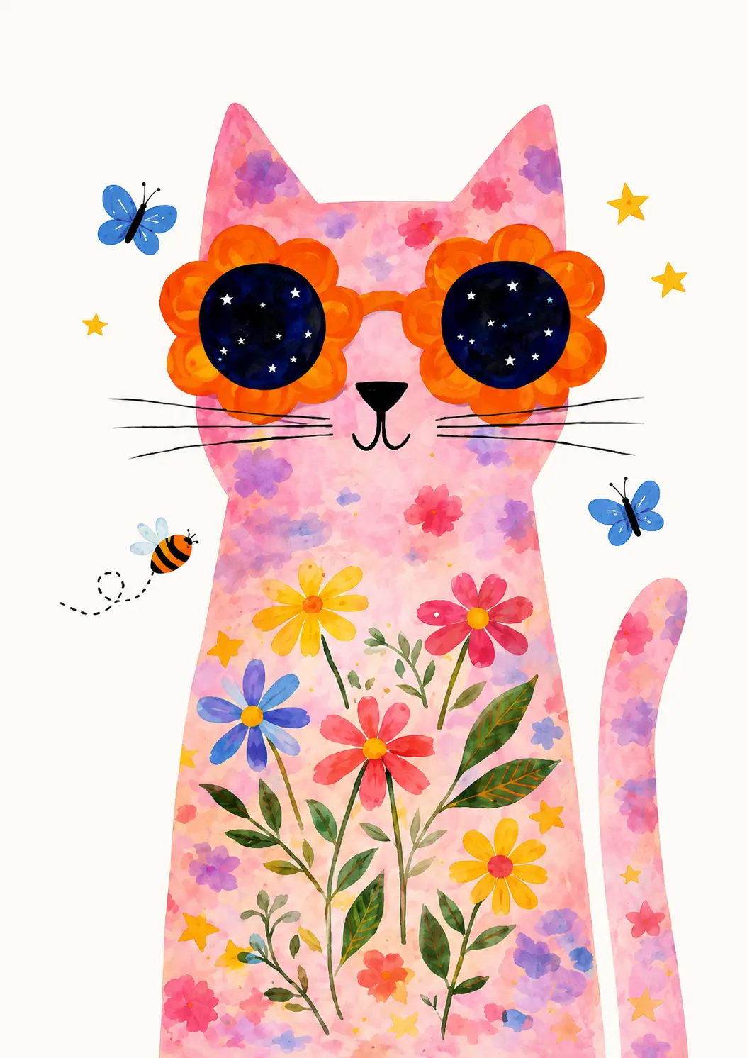 Pink Cat Poster | Animal Posters