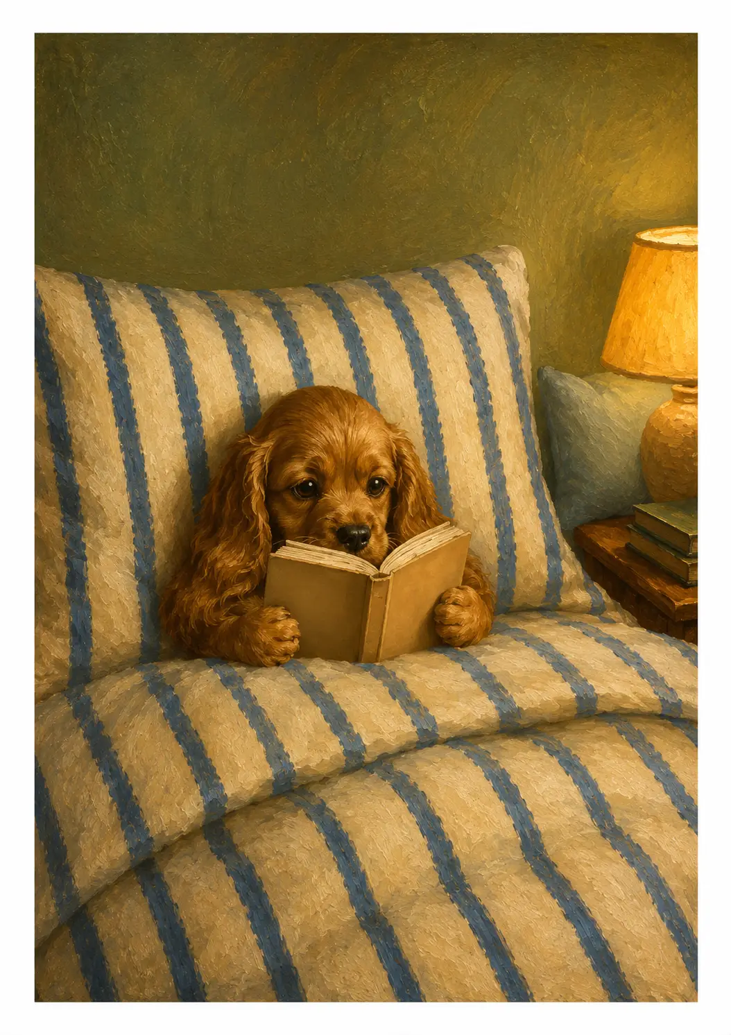 Bedtime Reading Cute Dog | Animal Posters