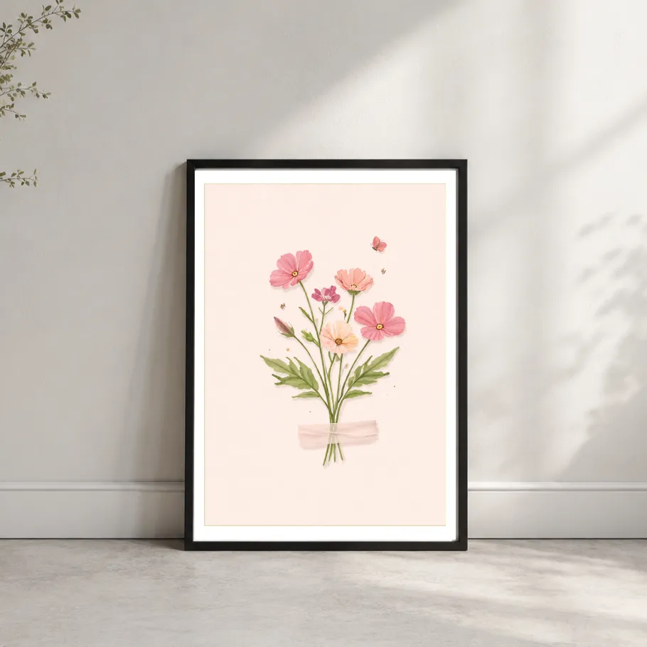 Pink Flower Poster Mockup