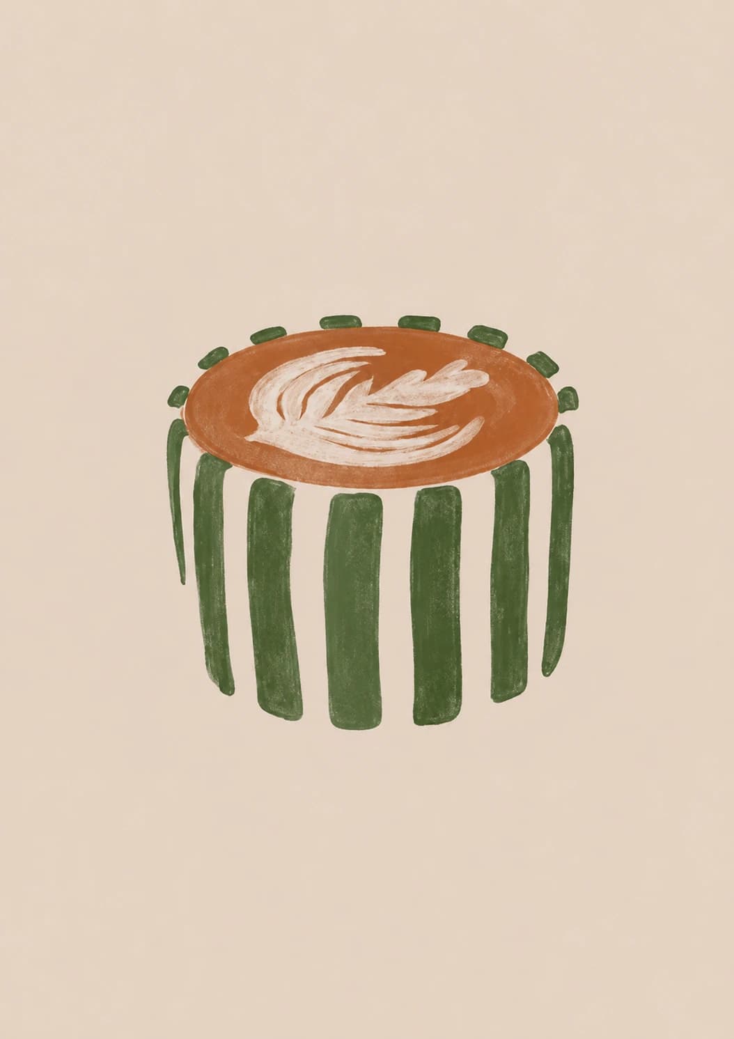 Green Striped Cup with Latte Art