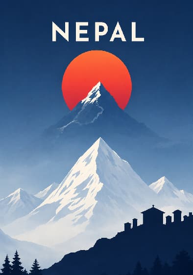 Nepal mountain sunset poster
