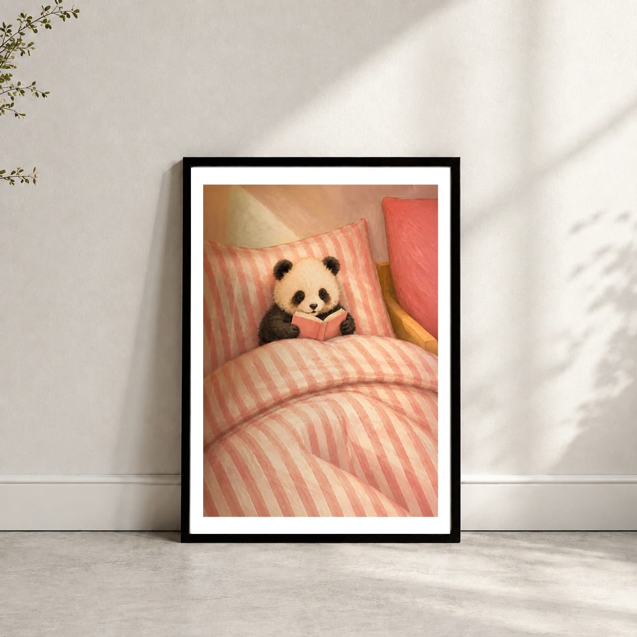 Baby Panda Reading in Bed mockup