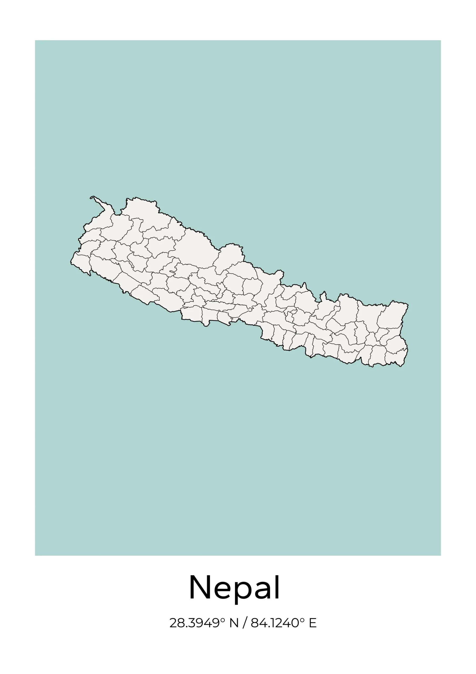 Nepal Poster in Teal background