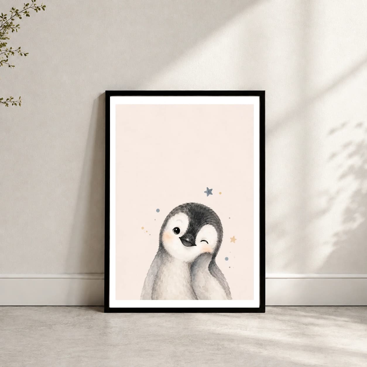 winking baby penguin mockup