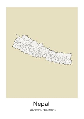Nepal map poster yellow