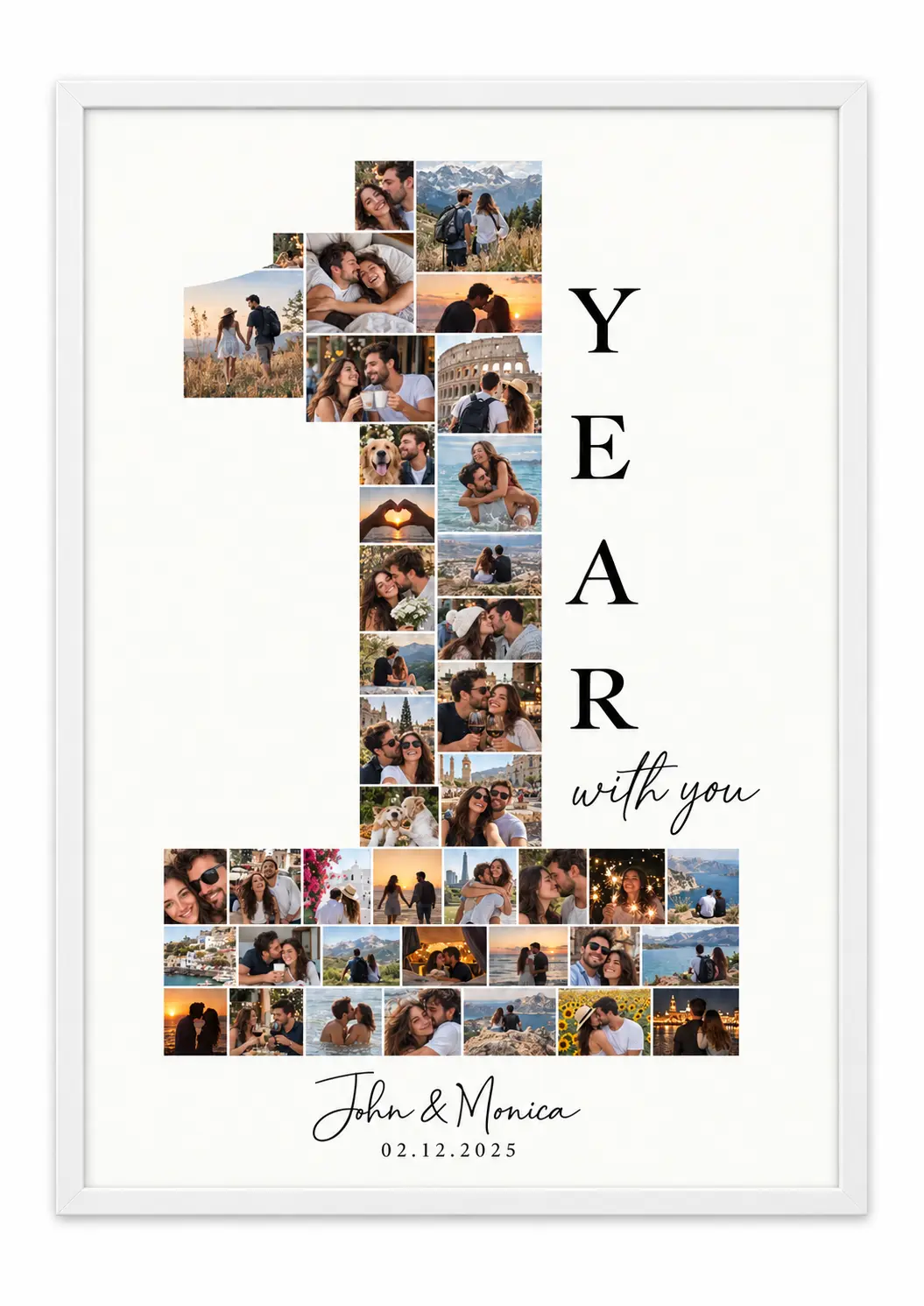 One Year With You photo mosaic poster personalised with names