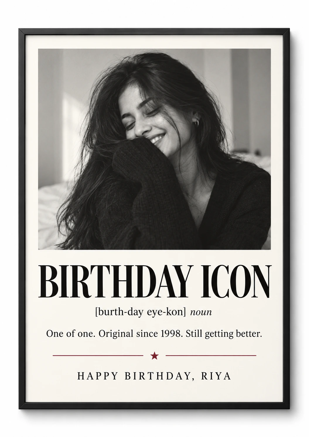 Black-and-white Birthday Icon portrait poster