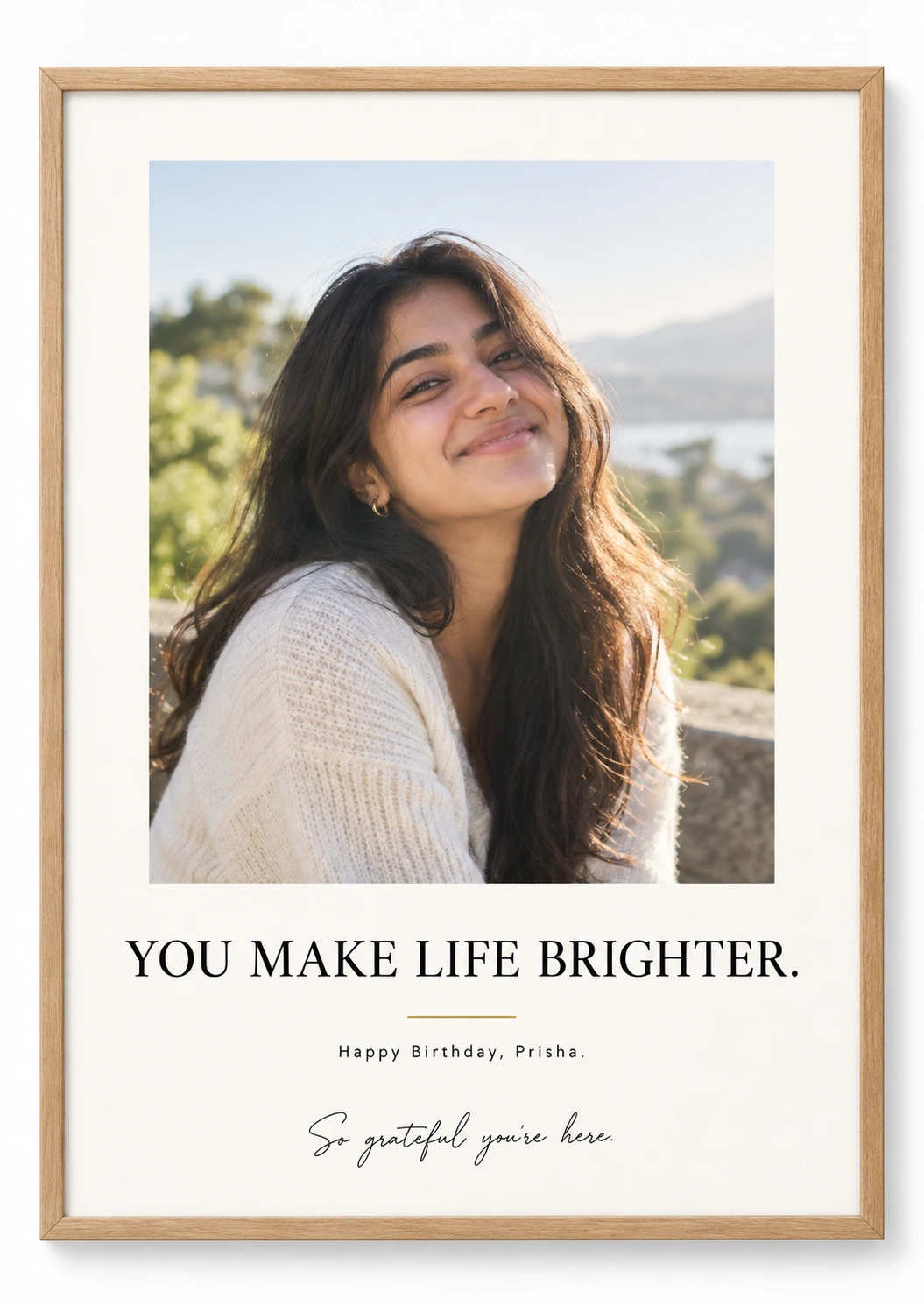 You Make Life Brighter personalised birthday portrait