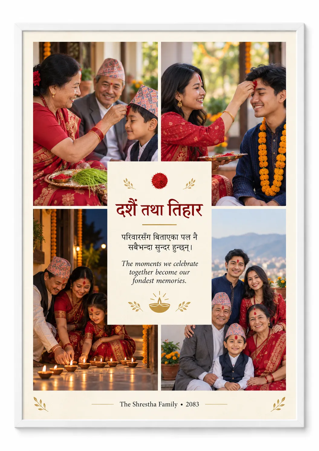 Dashain and Tihar family photo collage poster