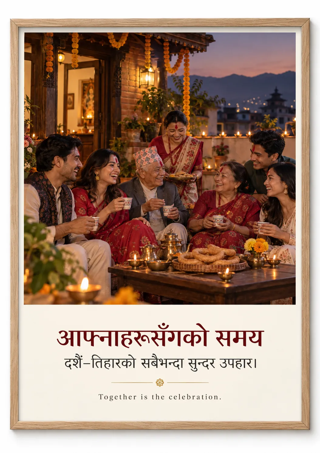 Family celebrating together during Dashain and Tihar