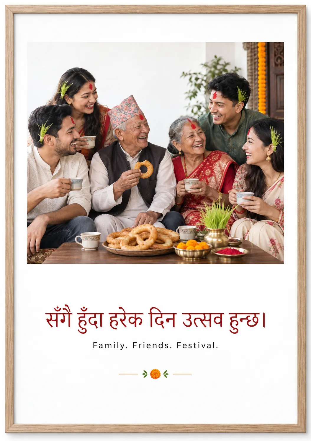 Festive multi-generation family portrait poster